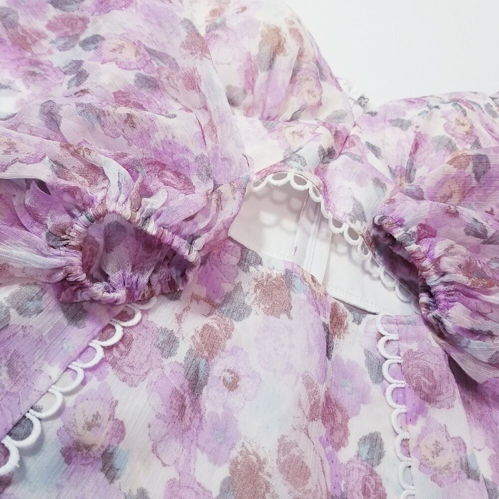 Saints + Secret Floral Puff Sleeve Cut-Out Mini Dress - Picture 8 of 13